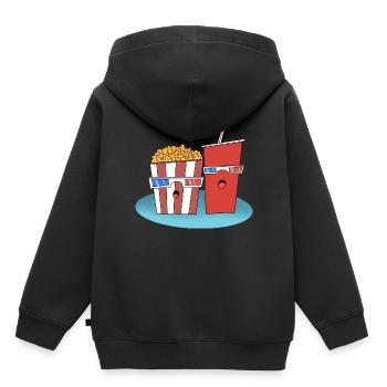 Chemise de maïs éclaté et boisson cadeau - Sweat Premium à capuche enfant bio - noir - Dos - AI Model Kid Male (0cm)