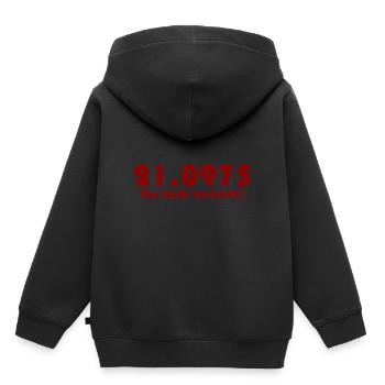 21,1 km - Semi Marathon - Design Premium - Sweat Premium à capuche enfant bio - noir - Dos - AI Model Kid Male (0cm)