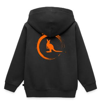 Kangaroo - Kinder Premium Organic Hoodie - Schwarz - Hinten - AI Model Kid Male (0cm)