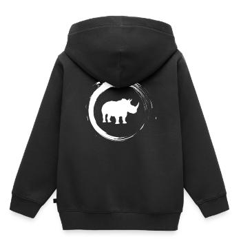 Nashorn - Kinder Premium Organic Hoodie - Schwarz - Hinten - AI Model Kid Male (0cm)