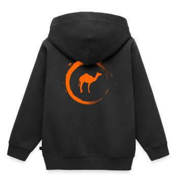 chameau - Sweat Premium à capuche enfant bio - noir - Dos - AI Model Kid Male (0cm)