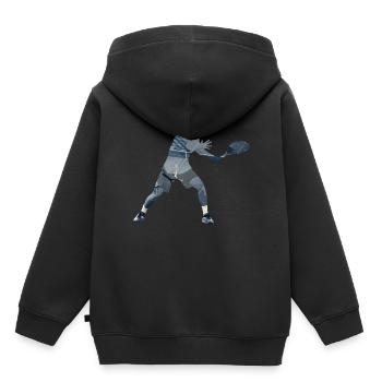 Tennis Motiv mit Doppelbelichtungs Effekt - Kinder Premium Organic Hoodie - Schwarz - Hinten - AI Model Kid Male (0cm)
