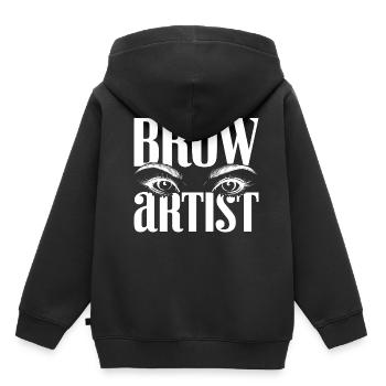 Sourcils Esthéticienne Cadeau Sourcils Artiste - Sweat Premium à capuche enfant bio - noir - Dos - AI Model Kid Male (0cm)