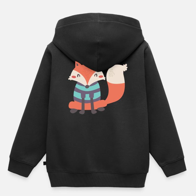 Renard doux avec Ringelpulli - Sweat Premium à capuche enfant bio - noir