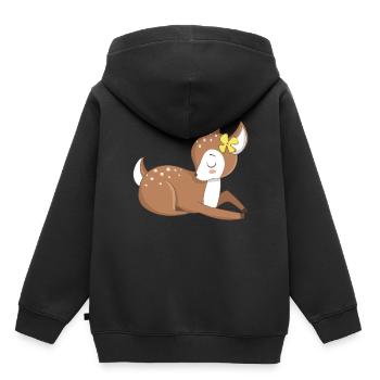 Tierbaby Rehkitz - Kinder Premium Organic Hoodie - Schwarz - Hinten - AI Model Kid Male (0cm)