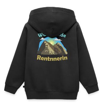 Wandernde Rentnerin | Wandern - Kinder Premium Organic Hoodie - Schwarz - Hinten - AI Model Kid Male (0cm)