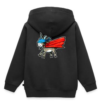 Super Ziege Superziege Superheld Geschenk Lustig - Kinder Premium Organic Hoodie - Schwarz - Hinten - AI Model Kid Male (0cm)