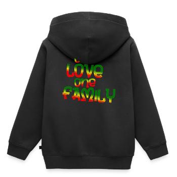 One Love One Family - Sweat Premium à capuche enfant bio - noir - Dos - AI Model Kid Male (0cm)