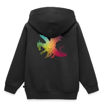 Dragon floue - cadeau de dragon fantastique conte de fées - Sweat Premium à capuche enfant bio - noir - Dos - AI Model Kid Male (0cm)