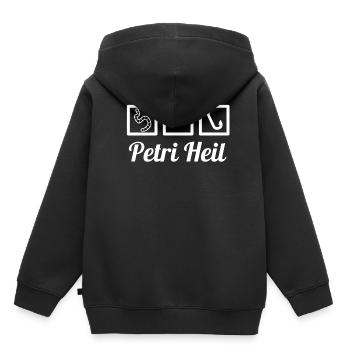 Petri Heil Harken Angeln Fishing Geschenk Angler - Kinder Premium Organic Hoodie - Schwarz - Hinten - AI Model Kid Male (0cm)
