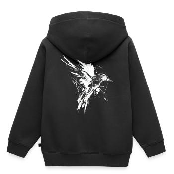 The White Raven - Kinder Premium Organic Hoodie - Schwarz - Hinten - AI Model Kid Male (0cm)