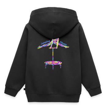 Idée cadeau Jumping Fitness - Sweat Premium à capuche enfant bio - noir - Dos - AI Model Kid Male (0cm)