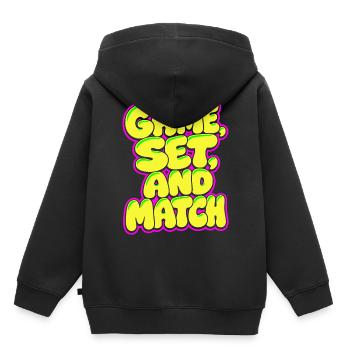 Game Set Match Tennis Shirt, Neon Style - Kinder Premium Organic Hoodie - Schwarz - Hinten - AI Model Kid Male (0cm)