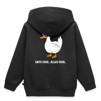 Ente cool Spruch - Kinder Premium Organic Hoodie - Schwarz - Hinten - AI Model Kid Male (0cm)