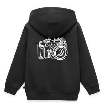 Photographe - Appareil photo - Sweat Premium à capuche enfant bio - noir - Dos - AI Model Kid Male (0cm)