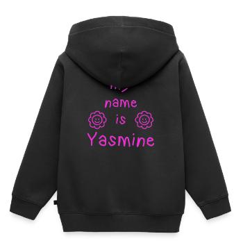 Yasmine MEIN NAME - Kinder Premium Organic Hoodie - Schwarz - Hinten - AI Model Kid Male (0cm)
