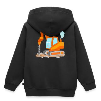Bagger mit Bohrer für Kinder Baufahrzeuge - Kinder Premium Organic Hoodie - Schwarz - Hinten - AI Model Kid Male (0cm)