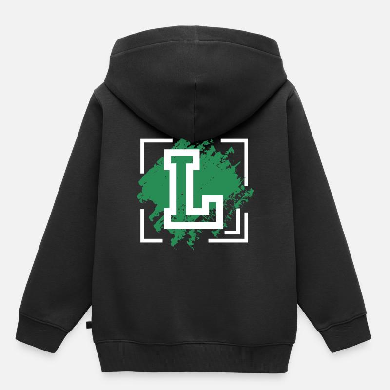 Lettre [L] Graffiti - Sweat Premium à capuche enfant bio - noir