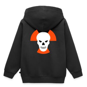 Crâne avec un mauvais œil devant des signes avant-coureurs de radiation - Sweat Premium à capuche enfant bio - noir - Dos - AI Model Kid Male (0cm)