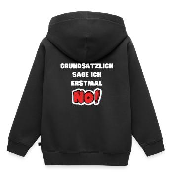 Avant de demander Pas Drôle Humour Cadeaux Drôle - Sweat Premium à capuche enfant bio - noir - Dos - AI Model Kid Male (0cm)