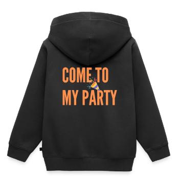 Komm zu meiner Party - Kinder Premium Organic Hoodie - Schwarz - Hinten - AI Model Kid Male (0cm)