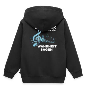 La musique en laiton est comme dire la vérité! - Cadeau - Sweat Premium à capuche enfant bio - noir - Dos - AI Model Kid Male (0cm)