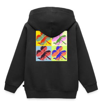 Kleeblatt - Kinder Premium Organic Hoodie - Schwarz - Hinten - AI Model Kid Male (0cm)