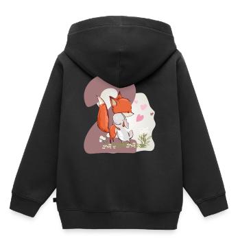 Geburtstag Zahl 2 Hase Fuchs - Kinder Premium Organic Hoodie - Schwarz - Hinten - AI Model Kid Male (0cm)
