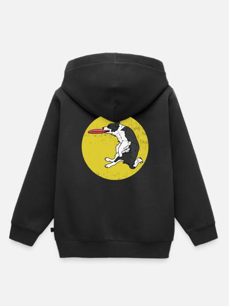 Flinker Frisbeehund Spielwiese - Kinder Premium Organic Hoodie - Schwarz