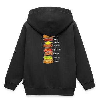Hamburger Burger Cheeseburger Instructions Cadeau - Sweat Premium à capuche enfant bio - noir - Dos - AI Model Kid Male (0cm)