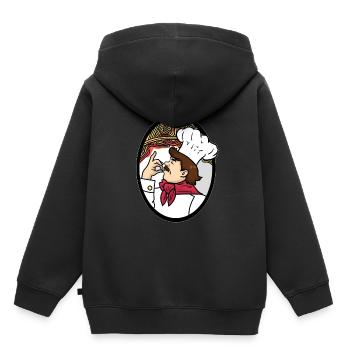 Chef spaghetti - Sweat Premium à capuche enfant bio - noir - Dos - AI Model Kid Male (0cm)