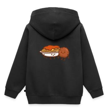 Spaghettis - Sweat Premium à capuche enfant bio - noir - Dos - AI Model Kid Male (0cm)