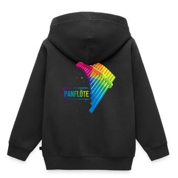 Musique de flûte de pan pipes - Sweat Premium à capuche enfant bio - noir - Dos - AI Model Kid Male (0cm)