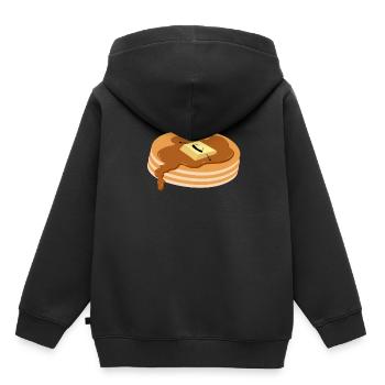 Crêpes au beurre et au sirop - Sweat Premium à capuche enfant bio - noir - Dos - AI Model Kid Male (0cm)