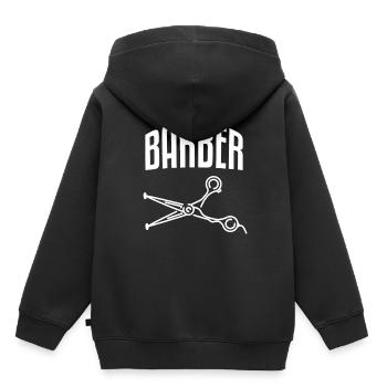 Salon de coiffure - Sweat Premium à capuche enfant bio - noir - Dos - AI Model Kid Male (0cm)