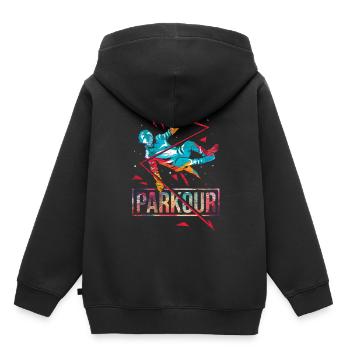 Parkour polygone cadeau - Sweat Premium à capuche enfant bio - noir - Dos - AI Model Kid Male (0cm)