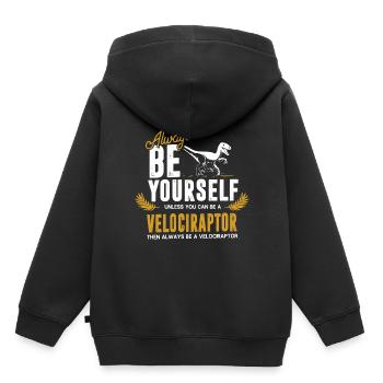 Velociraptor dinosaure - Sweat Premium à capuche enfant bio - noir - Dos - AI Model Kid Male (0cm)