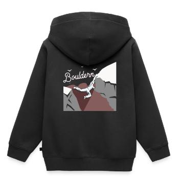 Bouldern - Kinder Premium Organic Hoodie - Schwarz - Hinten - AI Model Kid Male (0cm)