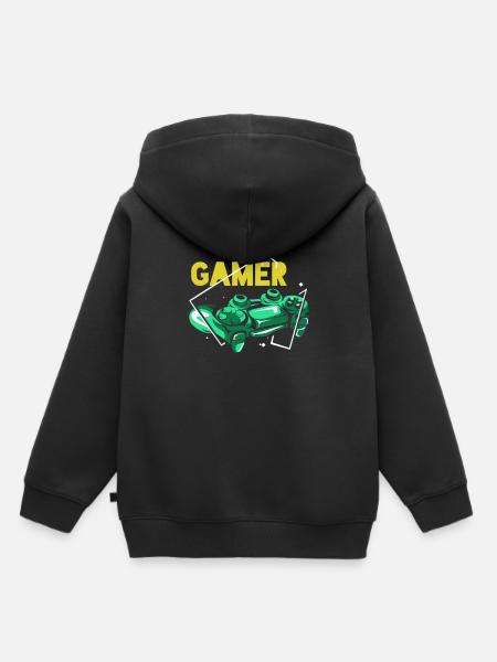 Gamer - Sweat Premium à capuche enfant bio - noir
