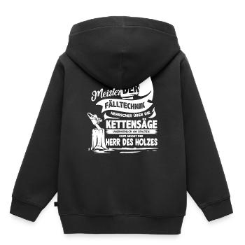 Holz Kettensäge Holzfäller - Kinder Premium Organic Hoodie - Schwarz - Hinten - AI Model Kid Male (0cm)