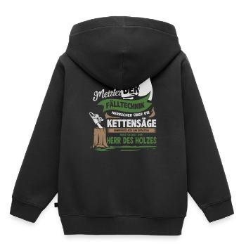 Holz Kettensäge Holzfäller - Kinder Premium Organic Hoodie - Schwarz - Hinten - AI Model Kid Male (0cm)