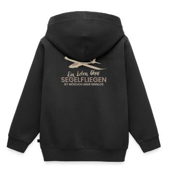 Vol à voile pilote - Sweat Premium à capuche enfant bio - noir - Dos - AI Model Kid Male (0cm)