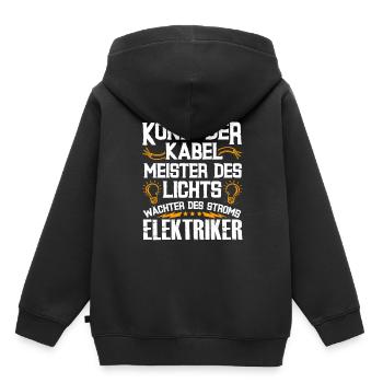 Elektriker Handwerker Strom Steckdose - Kinder Premium Organic Hoodie - Schwarz - Hinten - AI Model Kid Male (0cm)