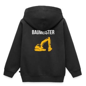 Baggerfahrer Baumeister Baustelle Bagger Baggern - Kinder Premium Organic Hoodie - Schwarz - Hinten - AI Model Kid Male (0cm)