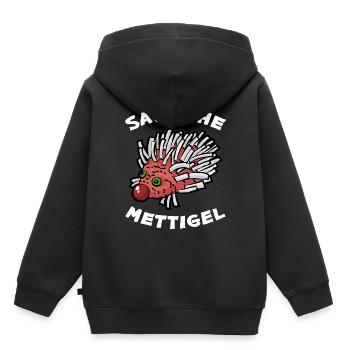 SAVE THE METTIGEL Mett Oignon Mangeur de viande - Sweat Premium à capuche enfant bio - noir - Dos - AI Model Kid Male (0cm)