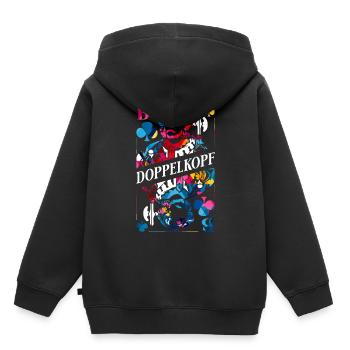 Doppelkopf Polygon - Kinder Premium Organic Hoodie - Schwarz - Hinten - AI Model Kid Male (0cm)