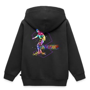 Longboarden Polygon - Kinder Premium Organic Hoodie - Schwarz - Hinten - AI Model Kid Male (0cm)