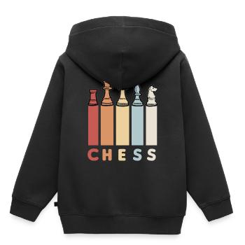 CHESS RETRO Schachspieler Schachfiguren Schach - Kinder Premium Organic Hoodie - Schwarz - Hinten - AI Model Kid Male (0cm)