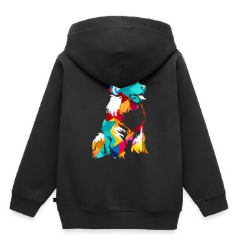 Bovin bernois - Sweat Premium à capuche enfant bio - noir - Dos - AI Model Kid Male (0cm)