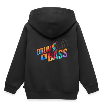 Drum n Bass - Kinder Premium Organic Hoodie - Schwarz - Hinten - AI Model Kid Male (0cm)
